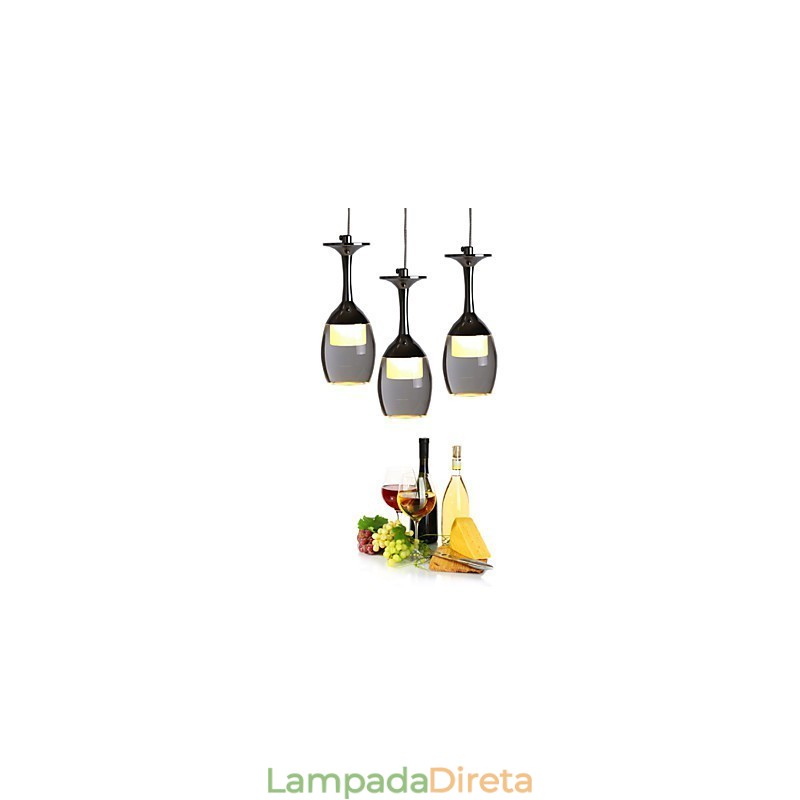 Luminárias pendentes 3 luzes redondas placa traseira moderna contemporânea metal