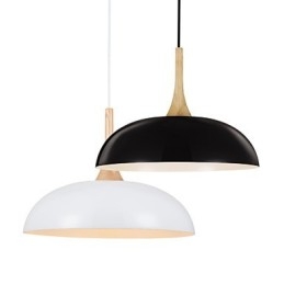 Mini Luminária Pendente Artística 1 Luz Moderna Simplicidade Acabamento Preto Branco Alumínio e Madeira Droplight