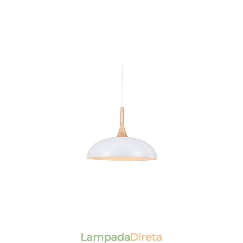 Mini Luminária Pendente Artística 1 Luz Moderna Simplicidade Acabamento Preto Branco Alumínio e Madeira Droplight