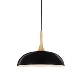 Mini Luminária Pendente Artística 1 Luz Moderna Simplicidade Acabamento Preto Branco Alumínio e Madeira Droplight