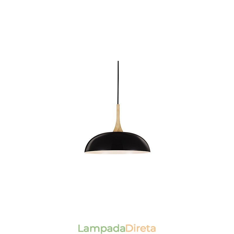Mini Luminária Pendente Artística 1 Luz Moderna Simplicidade Acabamento Preto Branco Alumínio e Madeira Droplight
