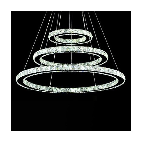 Luminária pendente de cristal regulável, lustre circular moderno, lâmpadas de iluminação, luminárias de teto redondas brancas frias com controle remoto Luminária pendente de cristal regulável, lustre circular moderno, lâmpadas de iluminação, luminárias de teto redondas brancas frias com controle remoto
