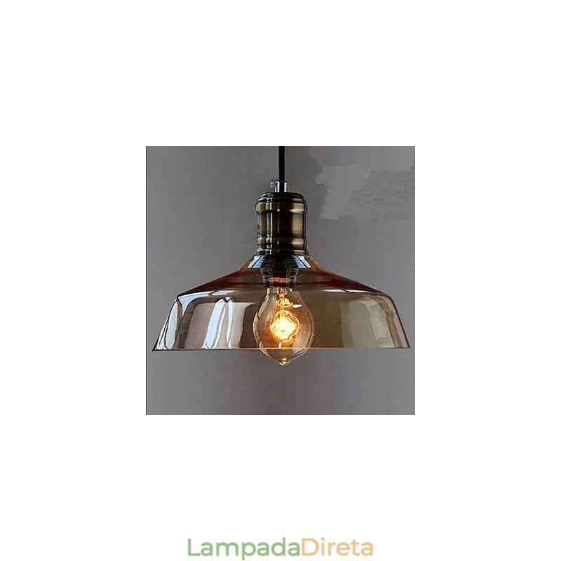 Luminária pendente de vidro industrial retrô simples