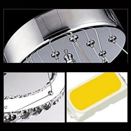 Luminária pendente de cristal regulável, lustre circular moderno, lâmpadas de iluminação, luminárias de teto redondas brancas frias com controle remoto