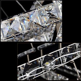 Luminária pendente de cristal regulável, lustre circular moderno, lâmpadas de iluminação, luminárias de teto redondas brancas frias com controle remoto
