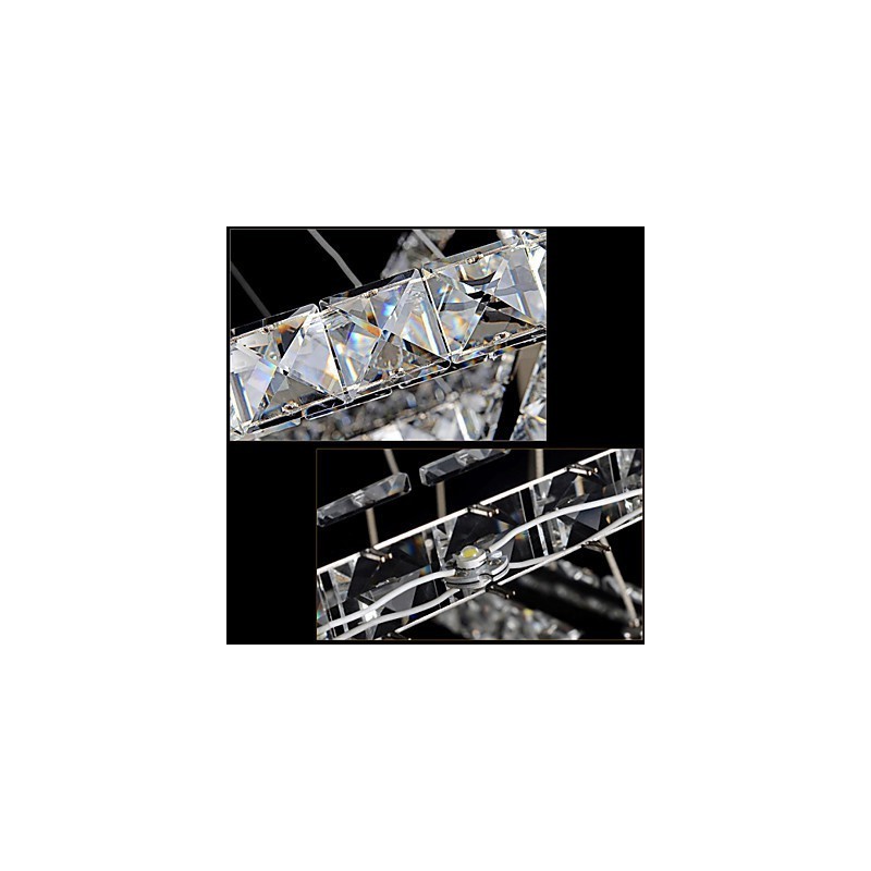 Luminária pendente de cristal regulável, lustre circular moderno, lâmpadas de iluminação, luminárias de teto redondas brancas frias com controle remoto