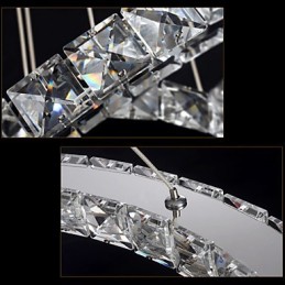 Luminária pendente de cristal regulável, lustre circular moderno, lâmpadas de iluminação, luminárias de teto redondas brancas frias com controle remoto