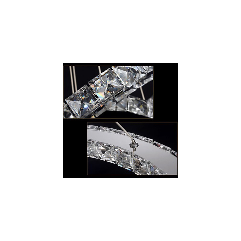 Luminária pendente de cristal regulável, lustre circular moderno, lâmpadas de iluminação, luminárias de teto redondas brancas frias com controle remoto