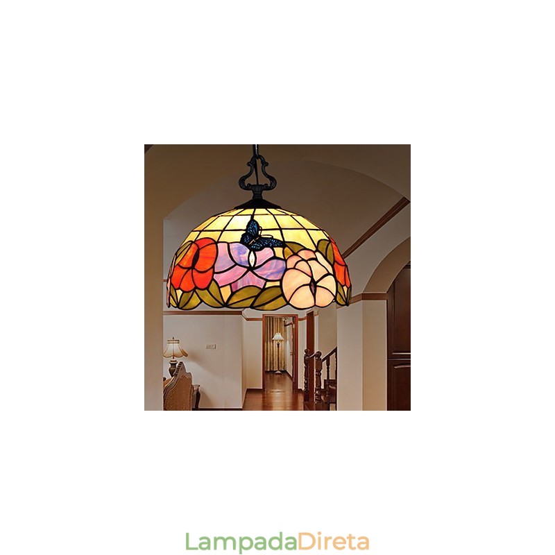 Lustre de vidro colorido de artes criativas rurais que restaura a luz da lâmpada de maneiras antigas