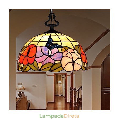 Lustre de vidro colorido de artes criativas rurais que restaura a luz da lâmpada de maneiras antigas Lustre de vidro colorido de artes criativas rurais que restaura a luz da lâmpada de maneiras antigas