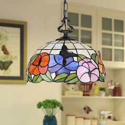Lustre de vidro colorido de artes criativas rurais que restaura a luz da lâmpada de maneiras antigas