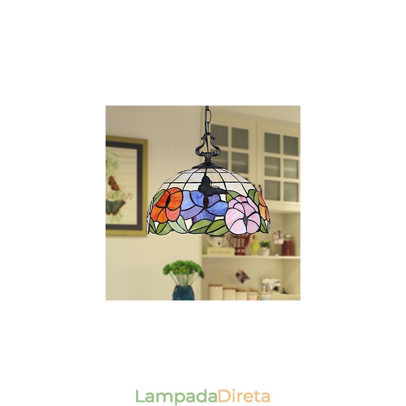 Lustre de vidro colorido de artes criativas rurais que restaura a luz da lâmpada de maneiras antigas