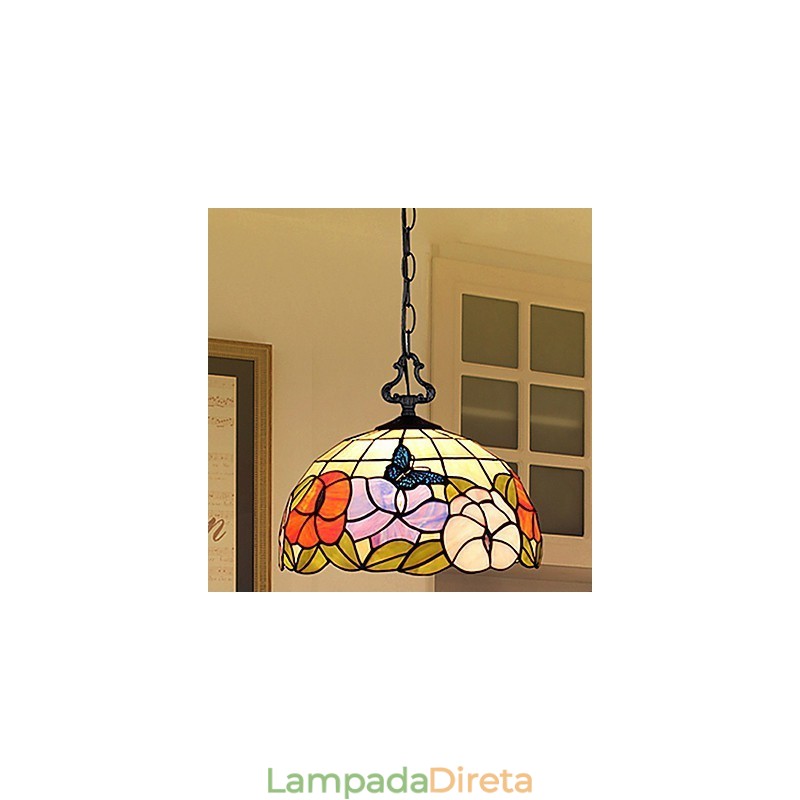 Lustre de vidro colorido de artes criativas rurais que restaura a luz da lâmpada de maneiras antigas