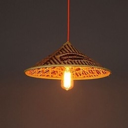 Chapéu de bambu Lustre Lustre Lâmpada Peixe Pessoas Chapéus