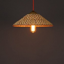 Lustre de bambu de palha de fazenda vintage Lustre Lustre Lustre