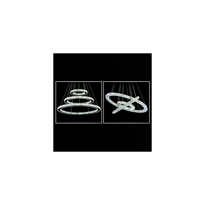 Luminária pendente de cristal regulável, lustre circular moderno, lâmpadas de iluminação, luminárias de teto redondas brancas frias com controle remoto