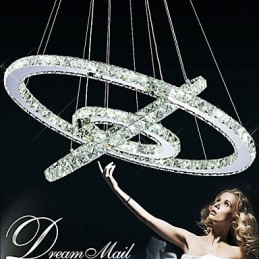 Luminária pendente de cristal regulável, lustre circular moderno, lâmpadas de iluminação, luminárias de teto redondas brancas frias com controle remoto