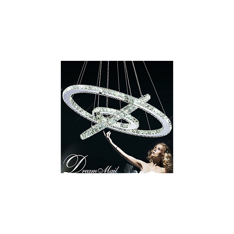 Luminária pendente de cristal regulável, lustre circular moderno, lâmpadas de iluminação, luminárias de teto redondas brancas frias com controle remoto