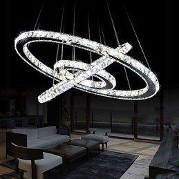 Luminária pendente de cristal regulável, lustre circular moderno, lâmpadas de iluminação, luminárias de teto redondas brancas frias com controle remoto