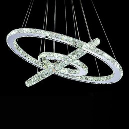 Luminária pendente de cristal regulável, lustre circular moderno, lâmpadas de iluminação, luminárias de teto redondas brancas frias com controle remoto