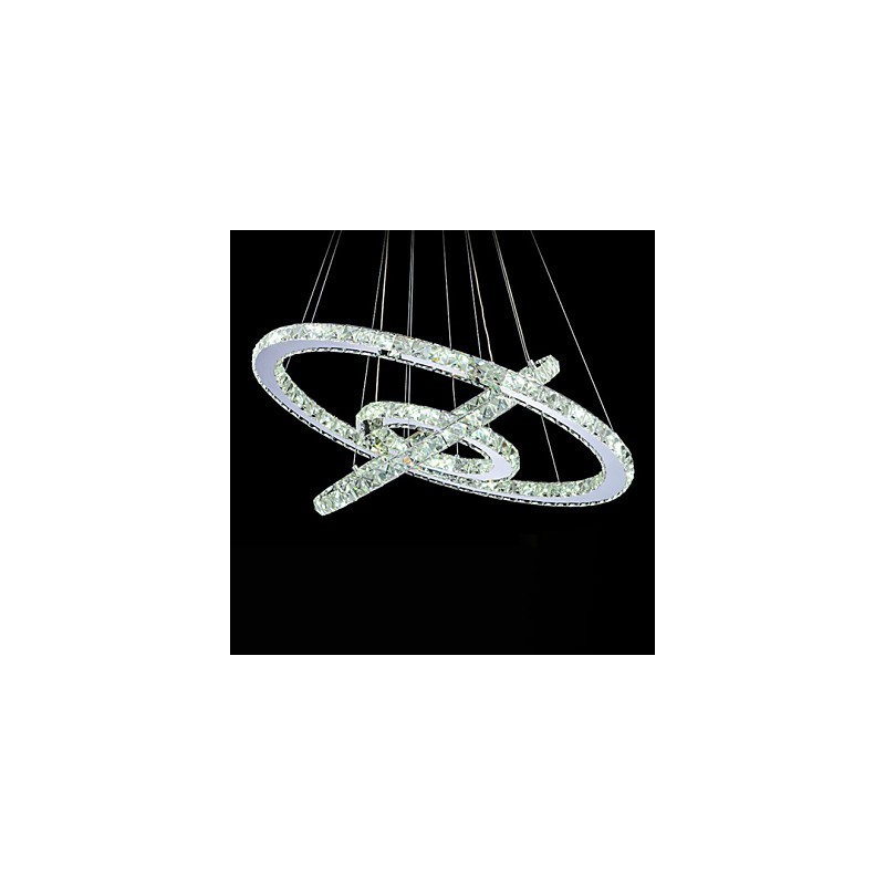 Luminária pendente de cristal regulável, lustre circular moderno, lâmpadas de iluminação, luminárias de teto redondas brancas frias com controle remoto
