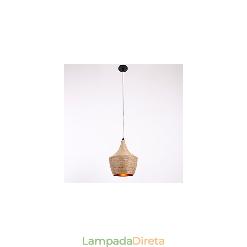 Luminária pendente de corda estilo mini country