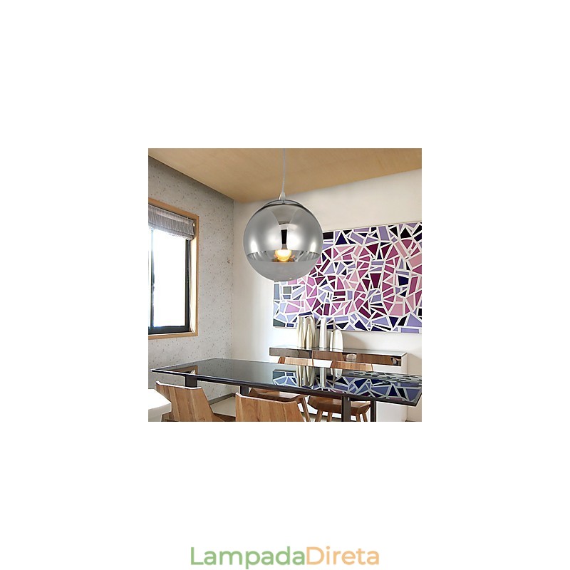 Luminária pendente com 1 luz em formato de bola