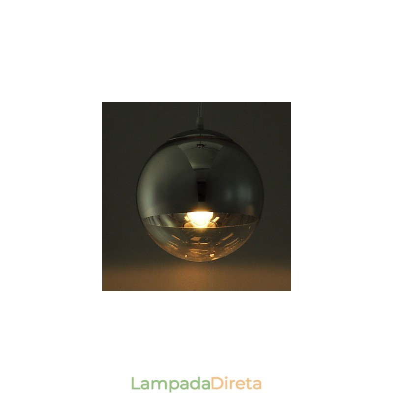 Luminária pendente com 1 luz em formato de bola