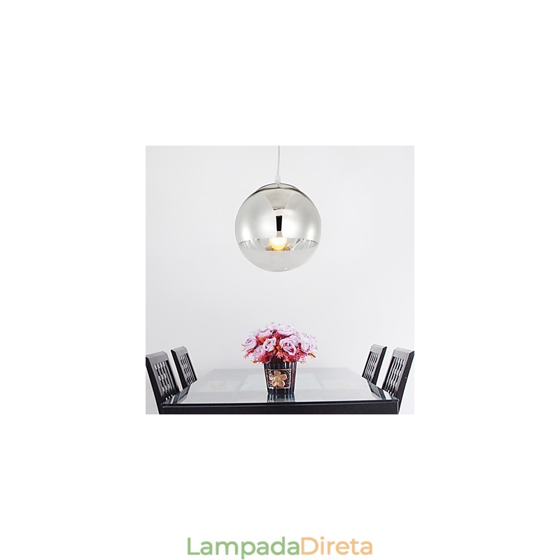 Luminária pendente com 1 luz em formato de bola