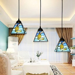 Vitral Contemporâneo E Contraído Mediterrâneo Único Cabeça Vela Linha Droplight Lâmpada Pendente Luz
