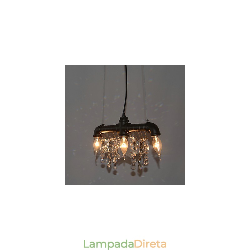 Pendente criativo de 3 luzes em estilo norte-americano com design de tubo