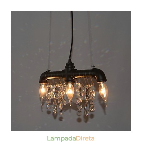 Pendente criativo de 3 luzes em estilo norte-americano com design de tubo