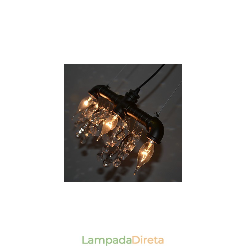 Pendente criativo de 3 luzes em estilo norte-americano com design de tubo