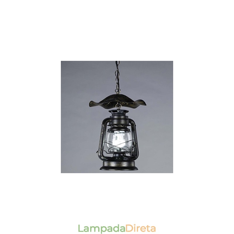 Luminária pendente de lanterna de latão vintage com 1 luz