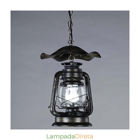 Luminária pendente de lanterna de latão vintage com 1 luz Luminária pendente de lanterna de latão vintage com 1 luz