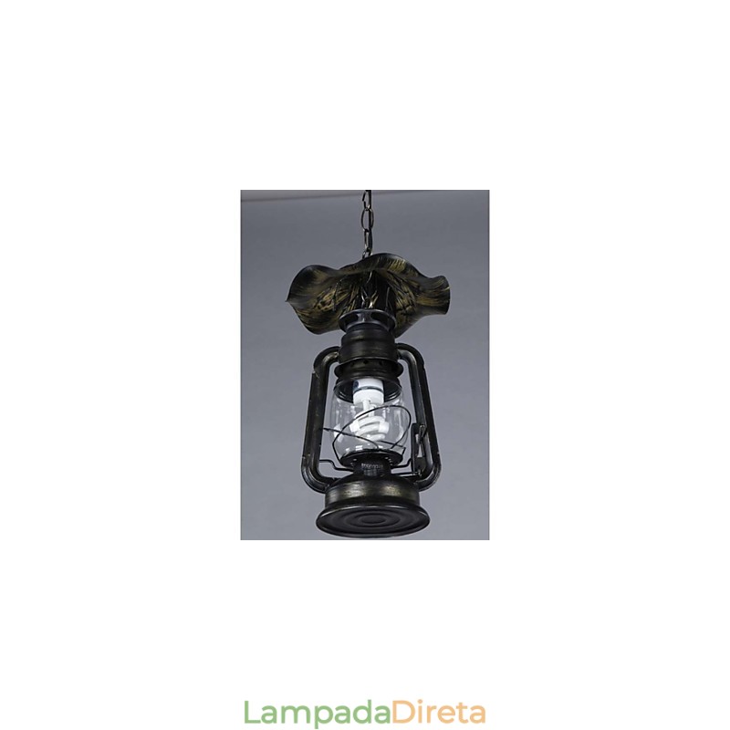 Luminária pendente de lanterna de latão vintage com 1 luz