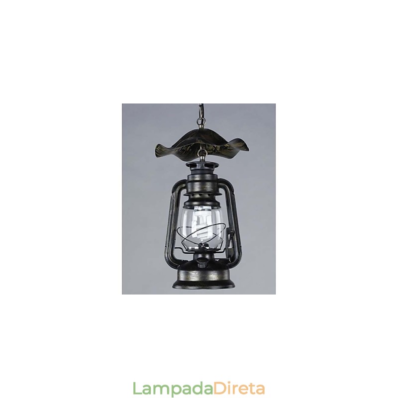 Luminária pendente de lanterna de latão vintage com 1 luz