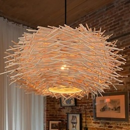 Lustre Mini Estilo Lanterna Madeira Bambu