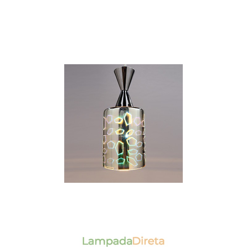 Luminária pendente cromada com gravação a laser Dream