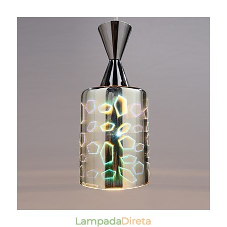 Luminária pendente cromada com gravação a laser Dream