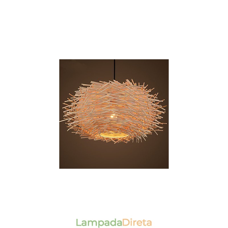 Lustre Mini Estilo Lanterna Madeira Bambu
