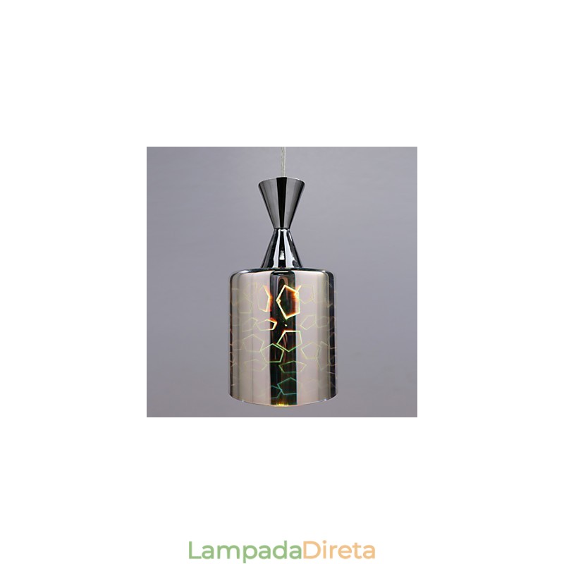 Luminária pendente cromada com gravação a laser Dream