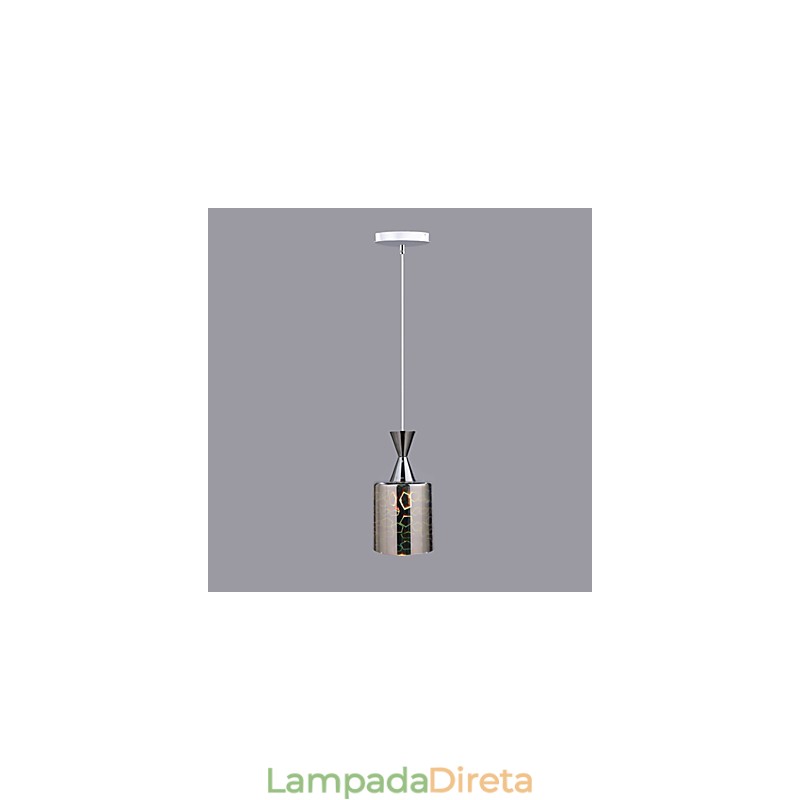 Luminária pendente cromada com gravação a laser Dream