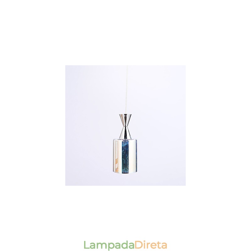 Luminária pendente cromada com gravação a laser Dream