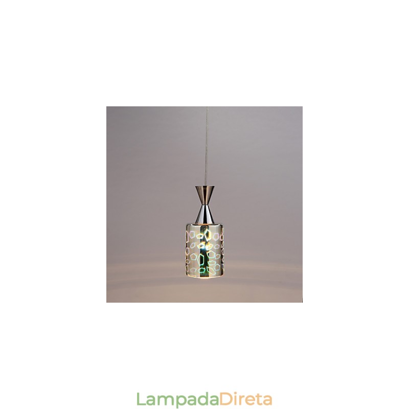 Luminária pendente cromada com gravação a laser Dream