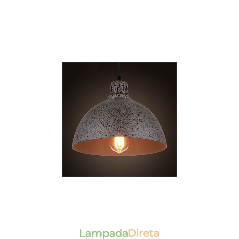 Luminária pendente vintage de metal com uma luz