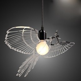 Decoração criativa de moda moderna em aço inoxidável para pássaros, lâmpada droplight