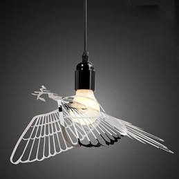 Decoração criativa de moda moderna em aço inoxidável para pássaros, lâmpada droplight