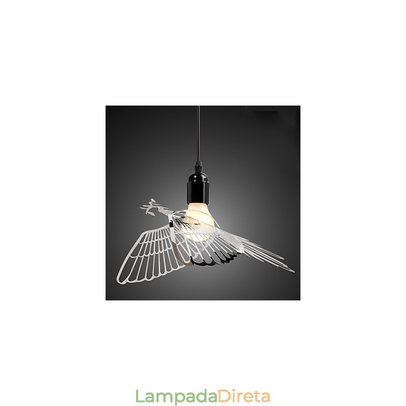 Decoração criativa de moda moderna em aço inoxidável para pássaros, lâmpada droplight