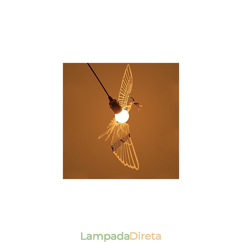 Decoração criativa de moda moderna em aço inoxidável para pássaros, lâmpada droplight